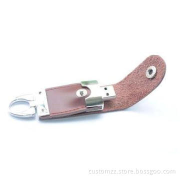 High Speed Leather 2.0 USB Flash Drive Brown For Advertisin